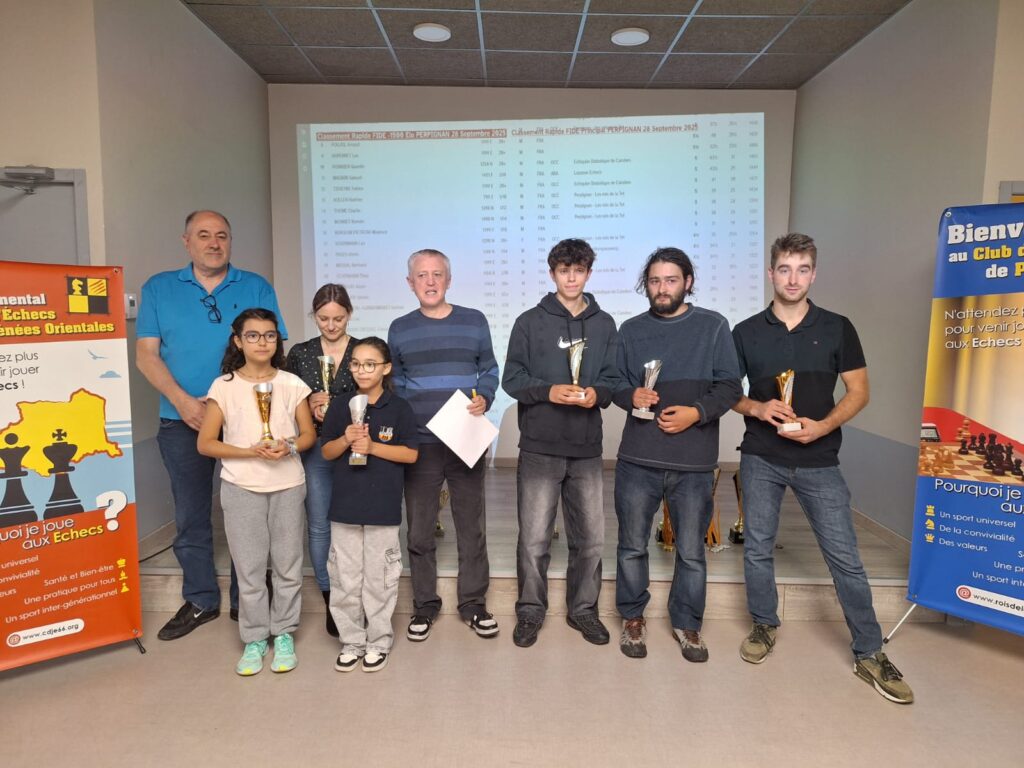 Podium Open Rapide FIDE -1500 Elo Perpignan 28 Septembre 2025